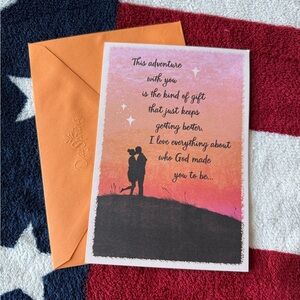 Romantic Silhouette Card with Pink and Orange Sky